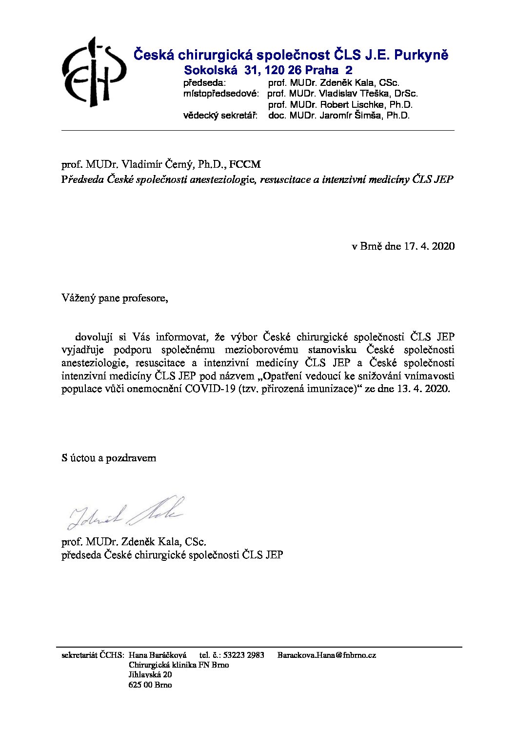 Stanovisko výboru ČCHS ČLS JEP k přirozené imunizaci populace v souvislosti s COVID-19 (17. 4. 2020)