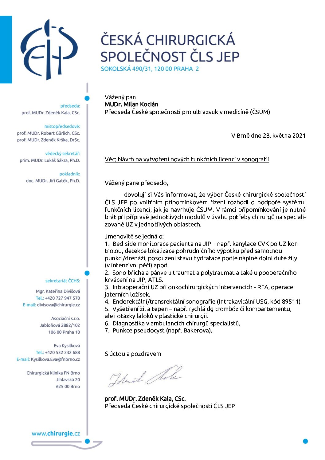 Stanovisko výboru ČCHS ČLS JEP k Návrhu na vytvoření nových funkčních licencí v sonografii (28. 5. 2021)