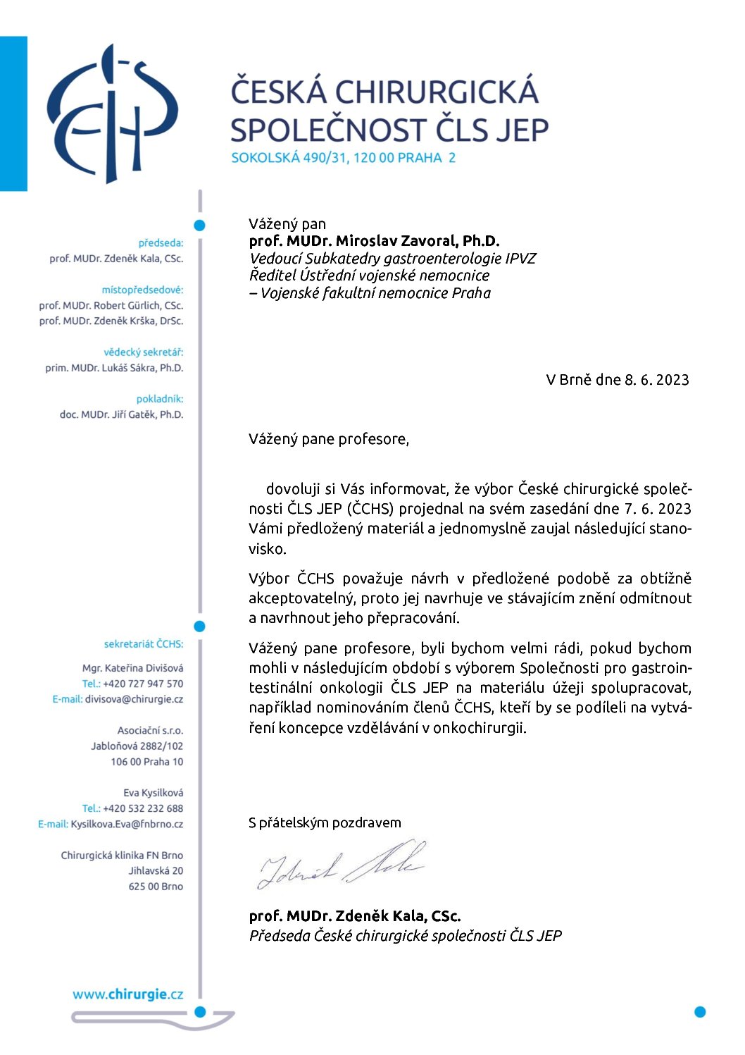 Stanovisko výboru ČCHS ČLS JEP k návrhu VPNO: Gastrointestinální onkologie (8. 6. 2023)